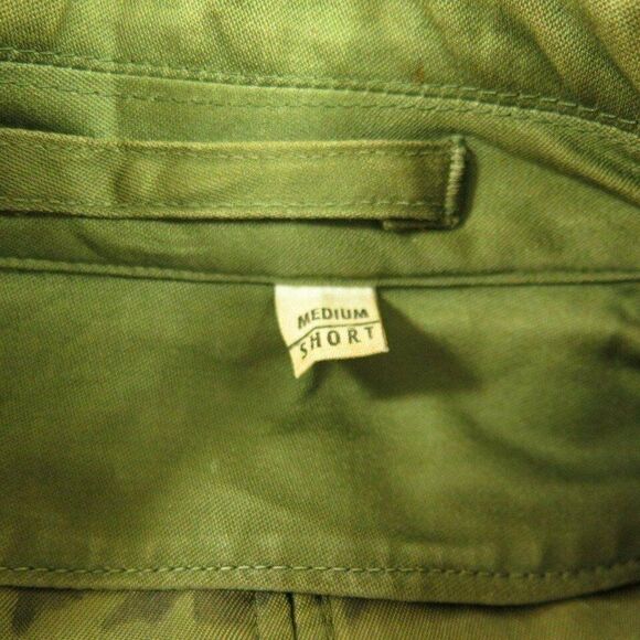 Vintage 50s US Army Overcoat M Short Green Military OG107 Wool Liner Belt Pocket - Picture 7 of 11